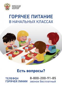 Телефон горячей линии Министерства просвещения по вопросам организации питания для школьников: 8(800)200-91-85